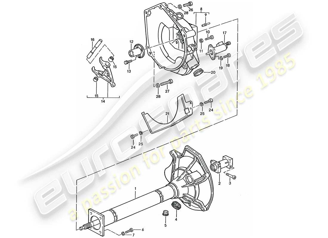 porsche 1991 (944) zentralrohr - für - schaltgetriebe ersatzteildiagramm
