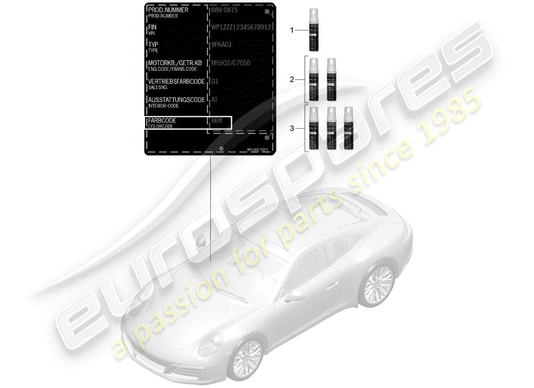 porsche 2017 (991-2) lackausbesserungsstift ersatzteildiagramm
