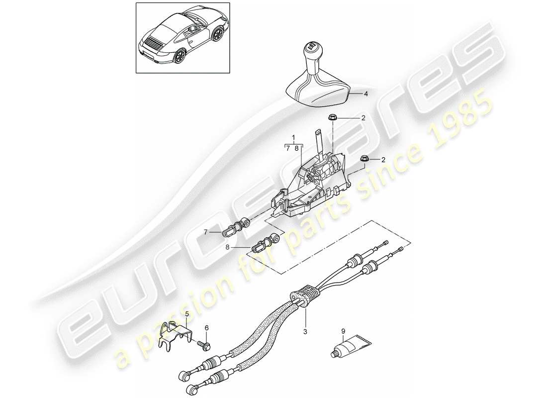 porsche 2012 (997-2) getriebesteuerung - teilediagramm