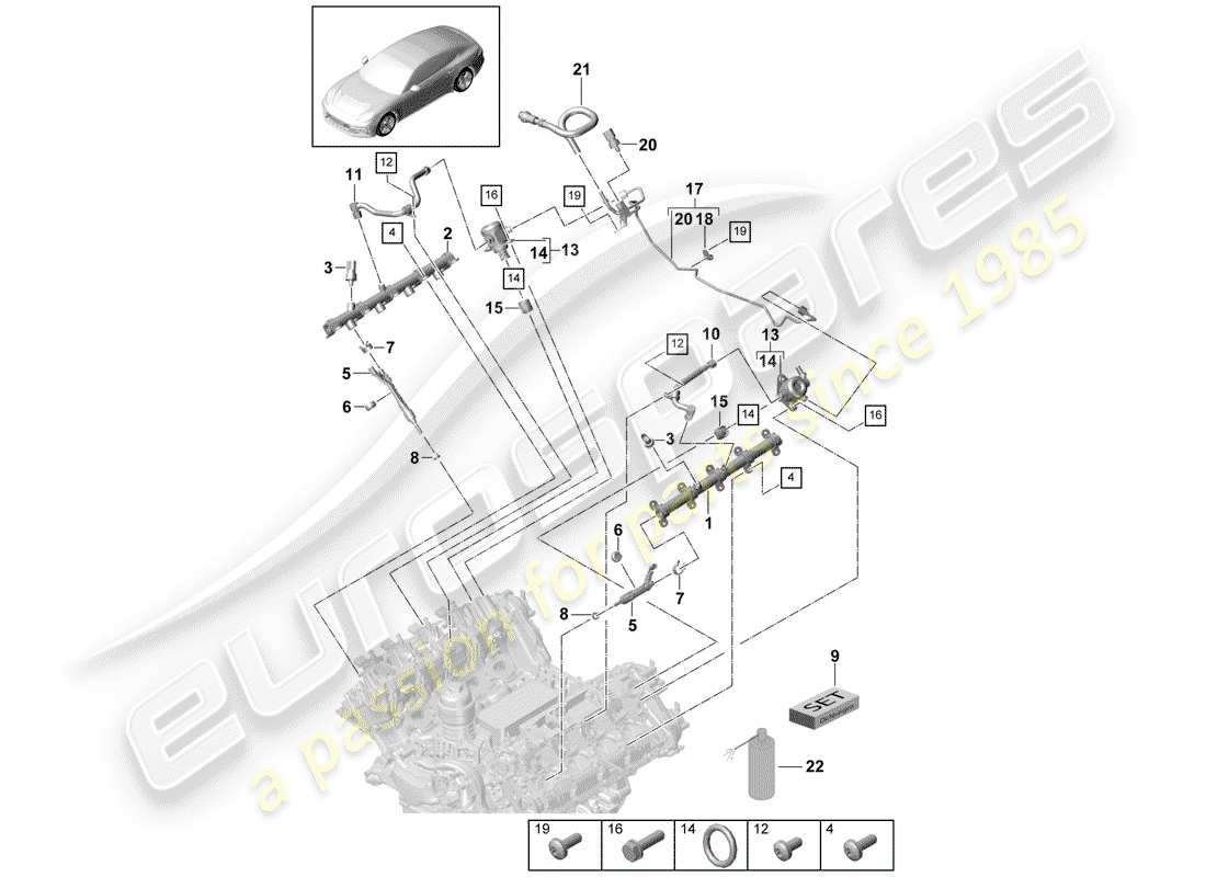 porsche 2017 (panamera 971-1) kraftstoffsammelrohr ersatzteildiagramm