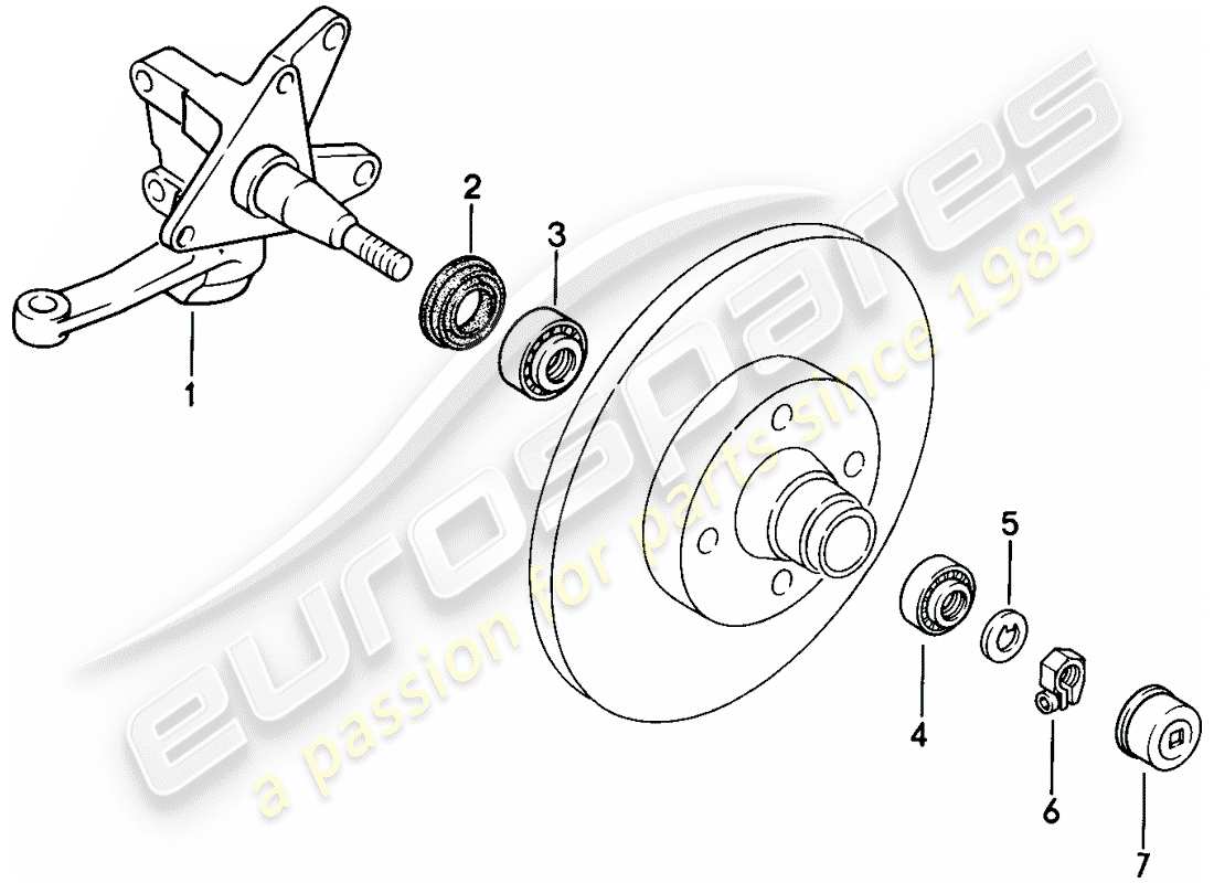 porsche 1979 (924) achsschenkel - schmiermittel ersatzteildiagramm