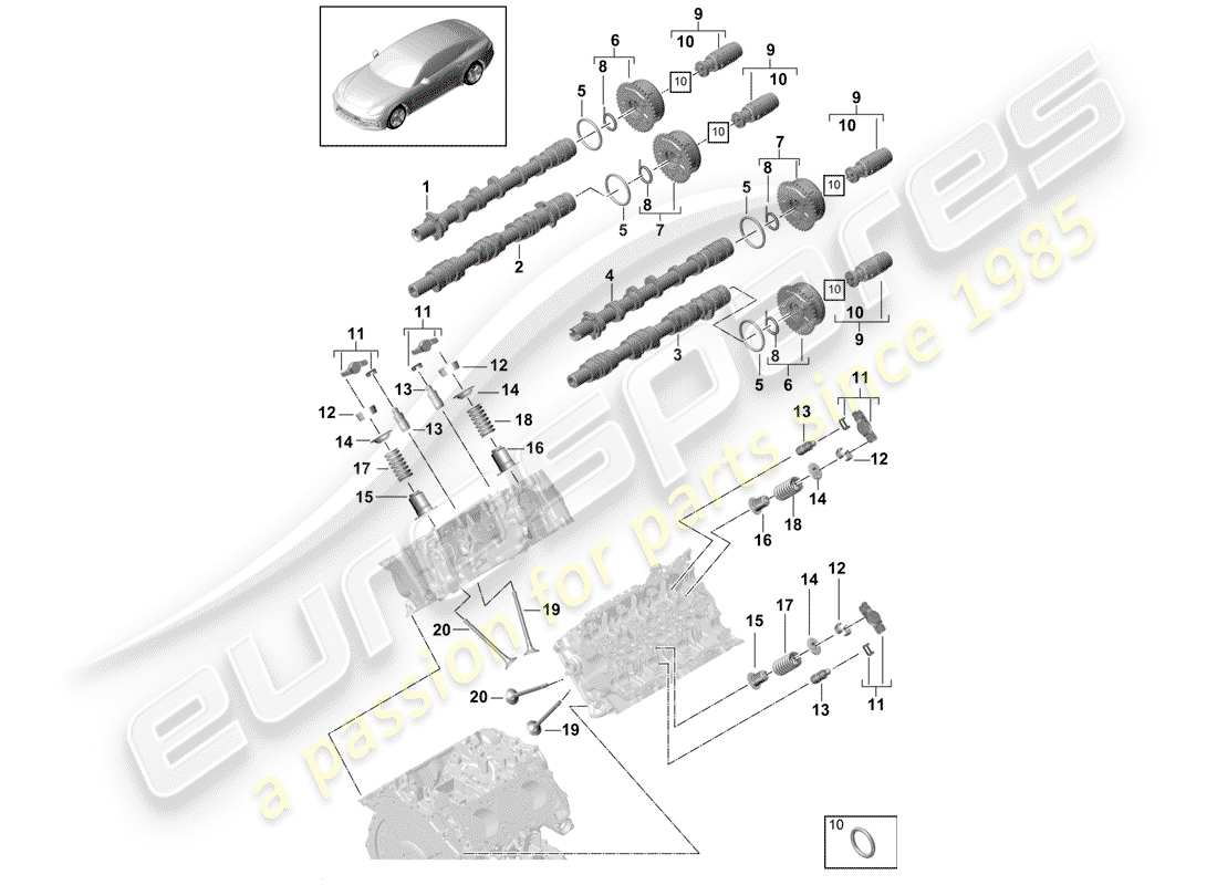 porsche 2018 (panamera 971-1) nockenwelle, ventile ersatzteildiagramm