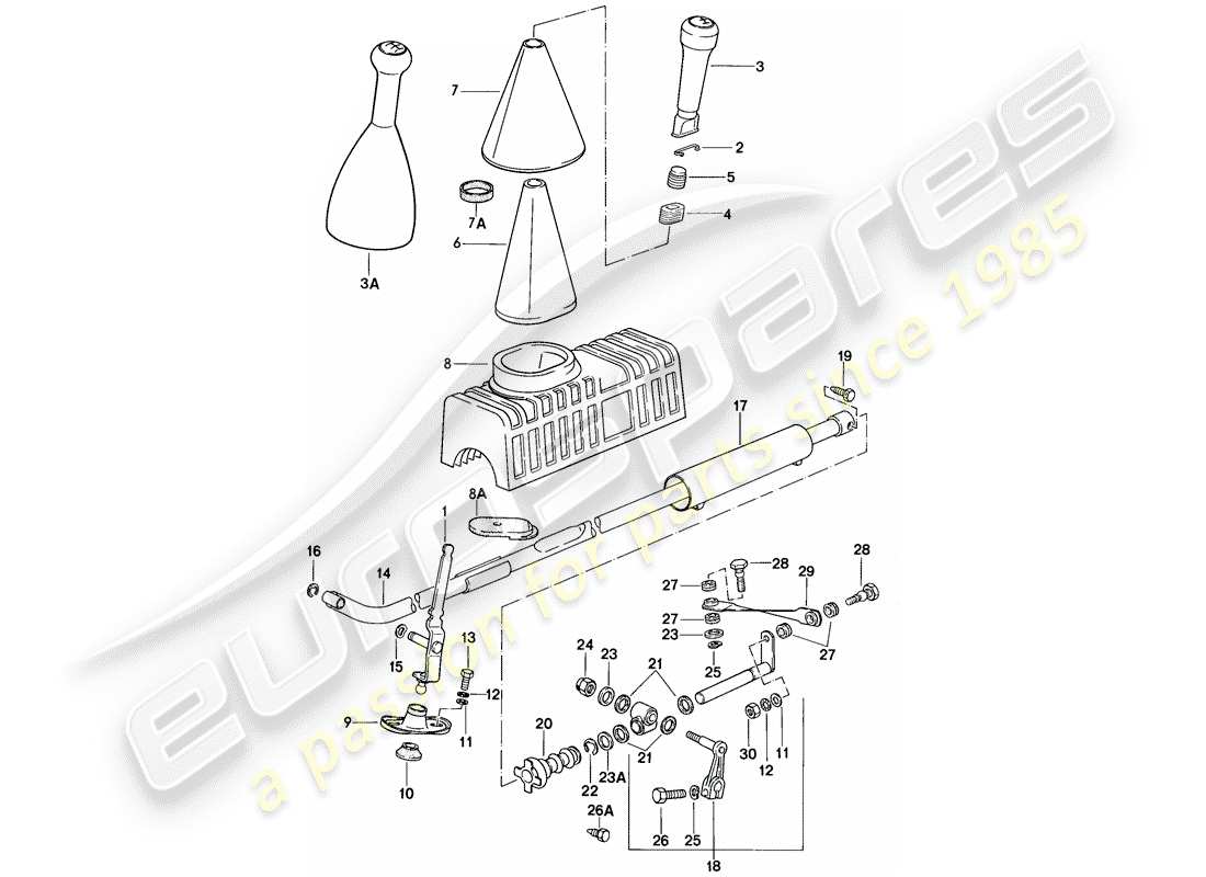 porsche 1986 (924s) schaltmechanismus - für - handschaltgetriebe ersatzteildiagramm