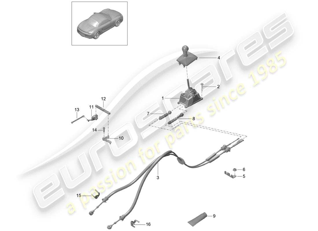 porsche 2012 (981 boxster) getriebesteuerung - teilediagramm