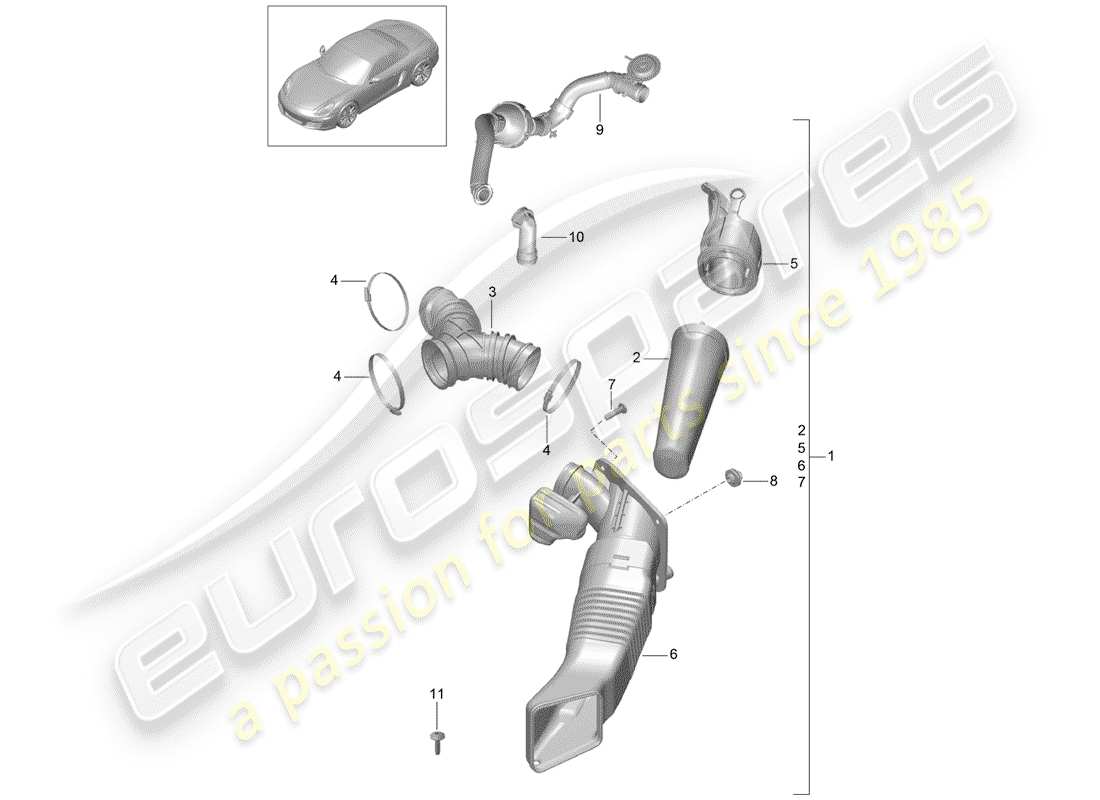 porsche 2013 (981 boxster) luftfilter - teilediagramm