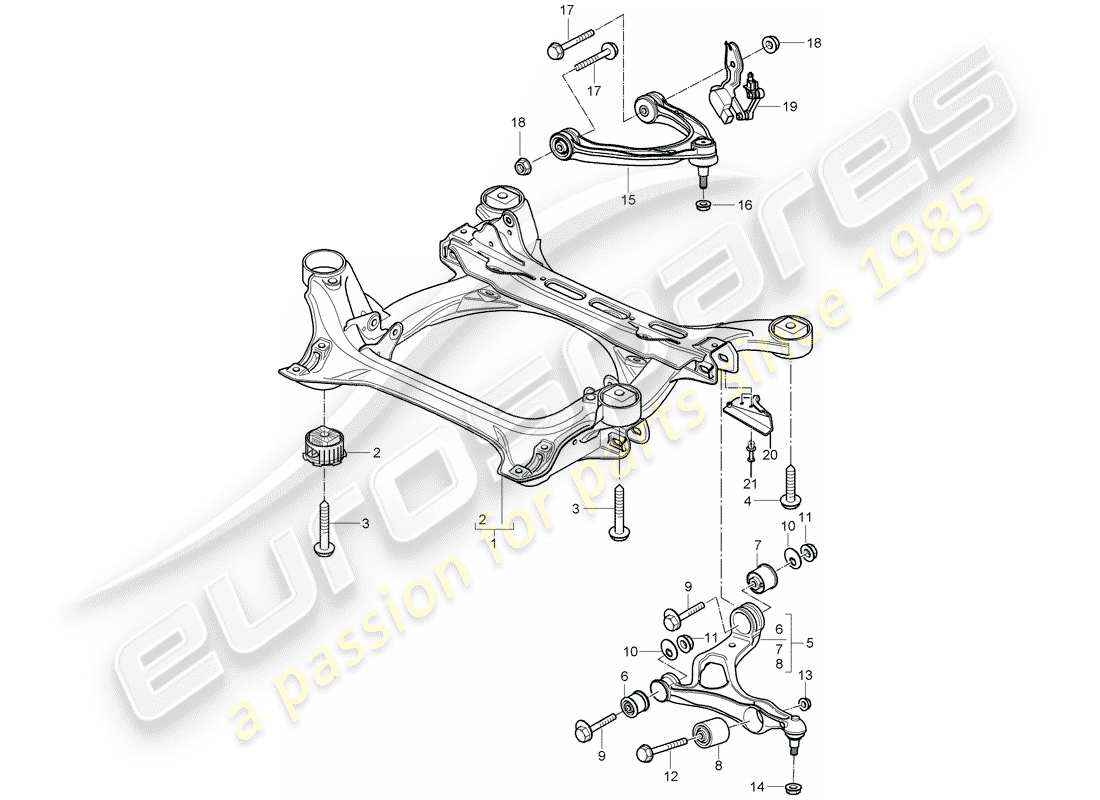 porsche 2008 (cayenne e1 9pa) hilfsrahmen-ersatzteildiagramm