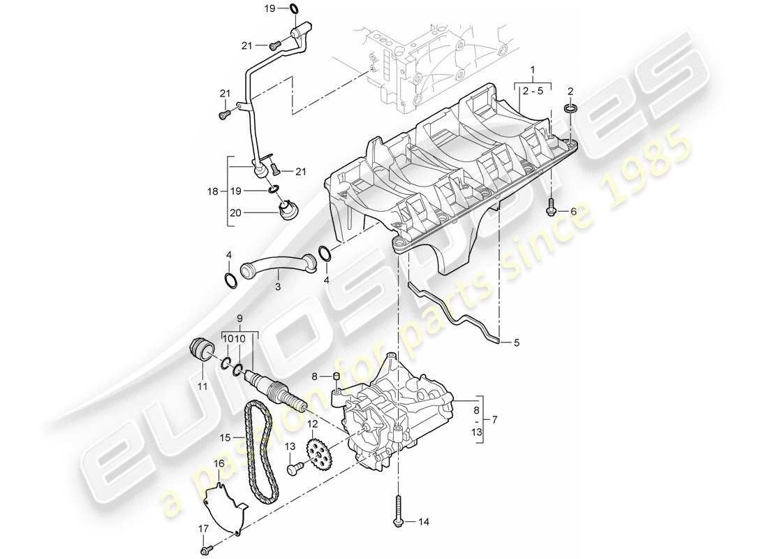 porsche 2008 (cayenne e1 9pa) ölleitblech teilediagramm