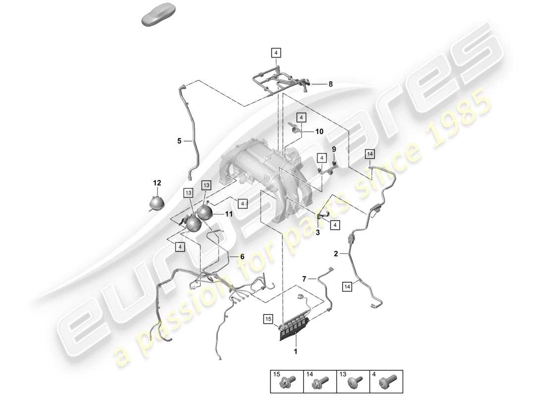 porsche 2019 (718 boxster spyder) vakuumsystem teilediagramm