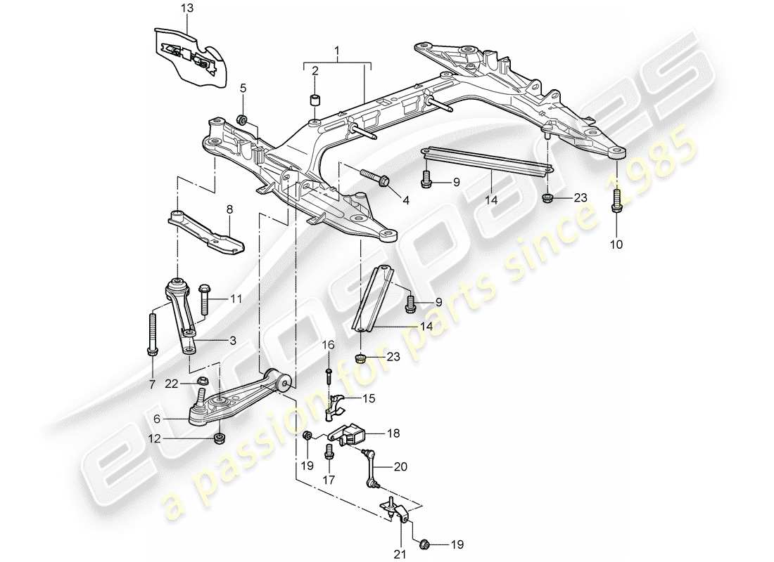 porsche 2008 (987 cayman) quertraeger ersatzteildiagramm