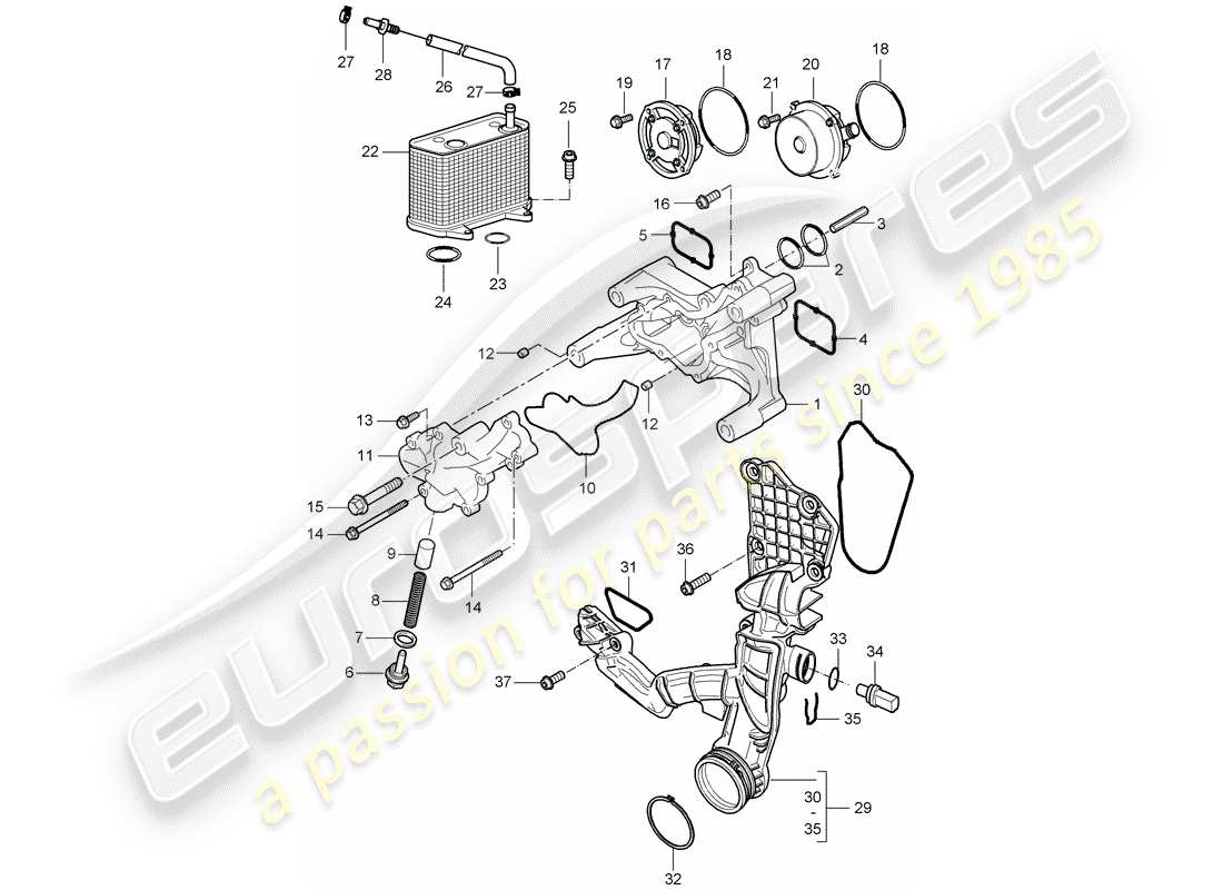 porsche 2008 (987 cayman) ölpumpe ersatzteildiagramm