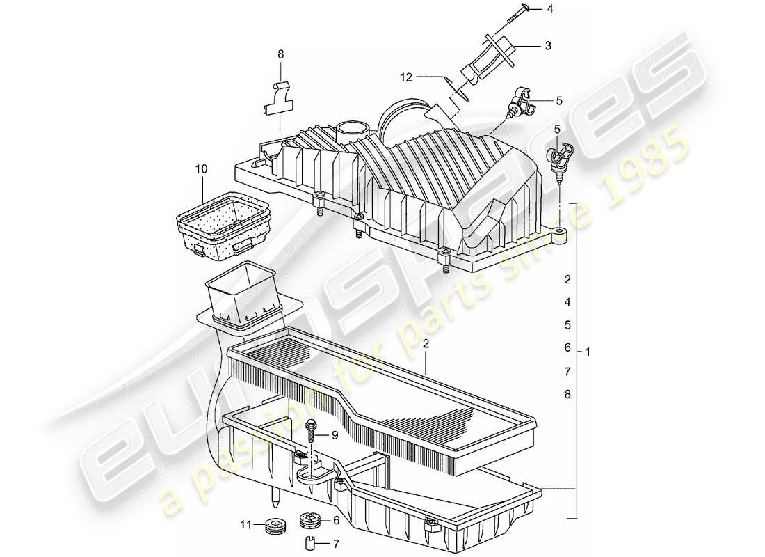 porsche 1999 (996) luftfilter - teilediagramm