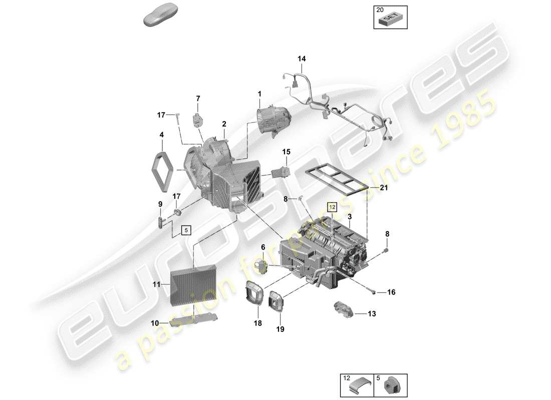 porsche 2019 (718 boxster spyder) klimaanlage servicegerät ersatzteilübersicht