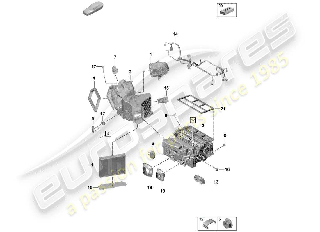 porsche boxster spyder (2019) air con. service device part diagram