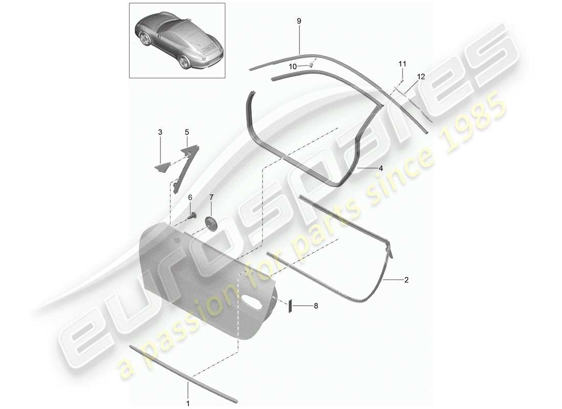 porsche 2013 (991-1) türsiegel teilediagramm