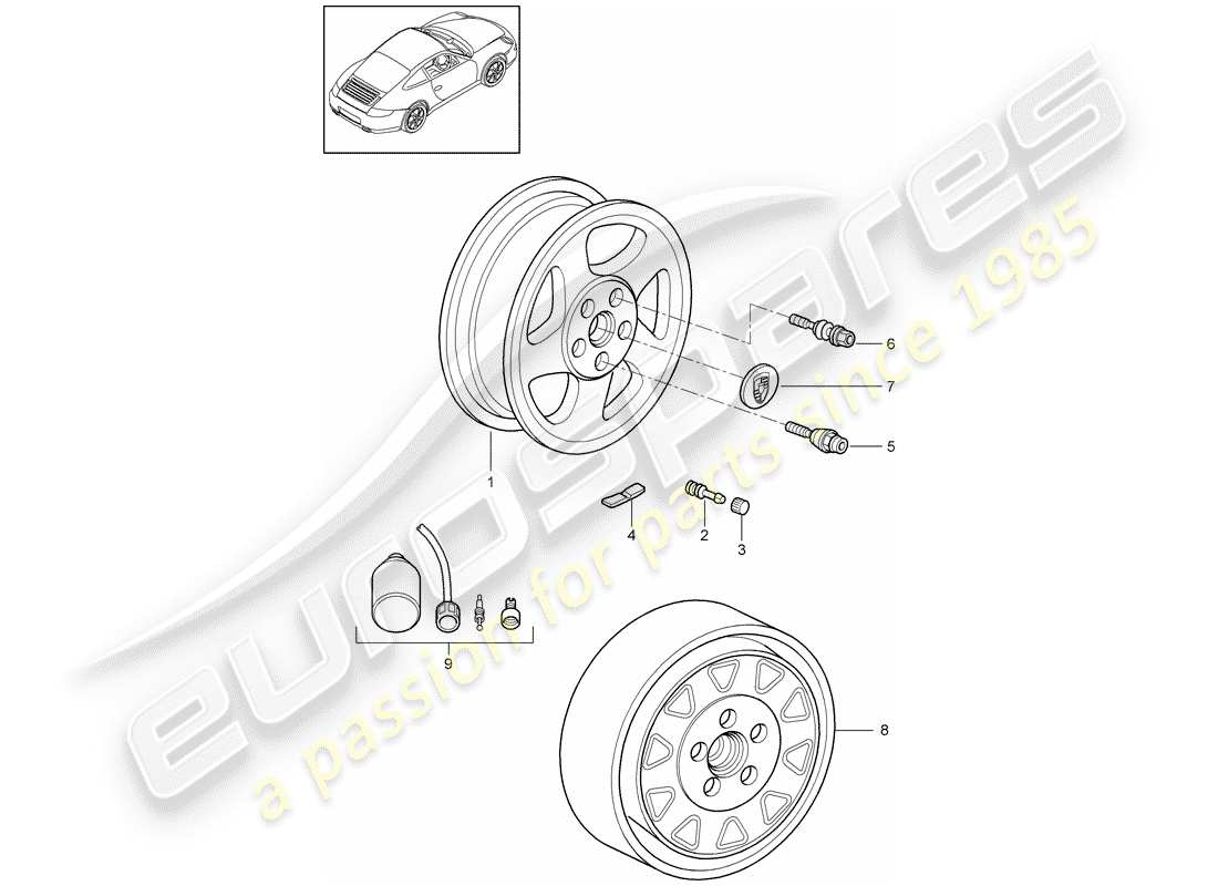 porsche 2012 (997-2) räder ersatzteildiagramm