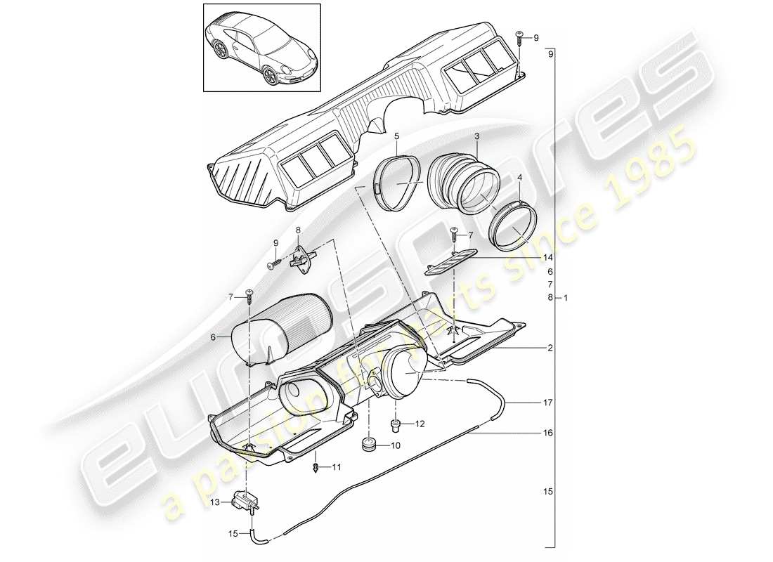 porsche 2012 (997-2) luftfilter - teilediagramm
