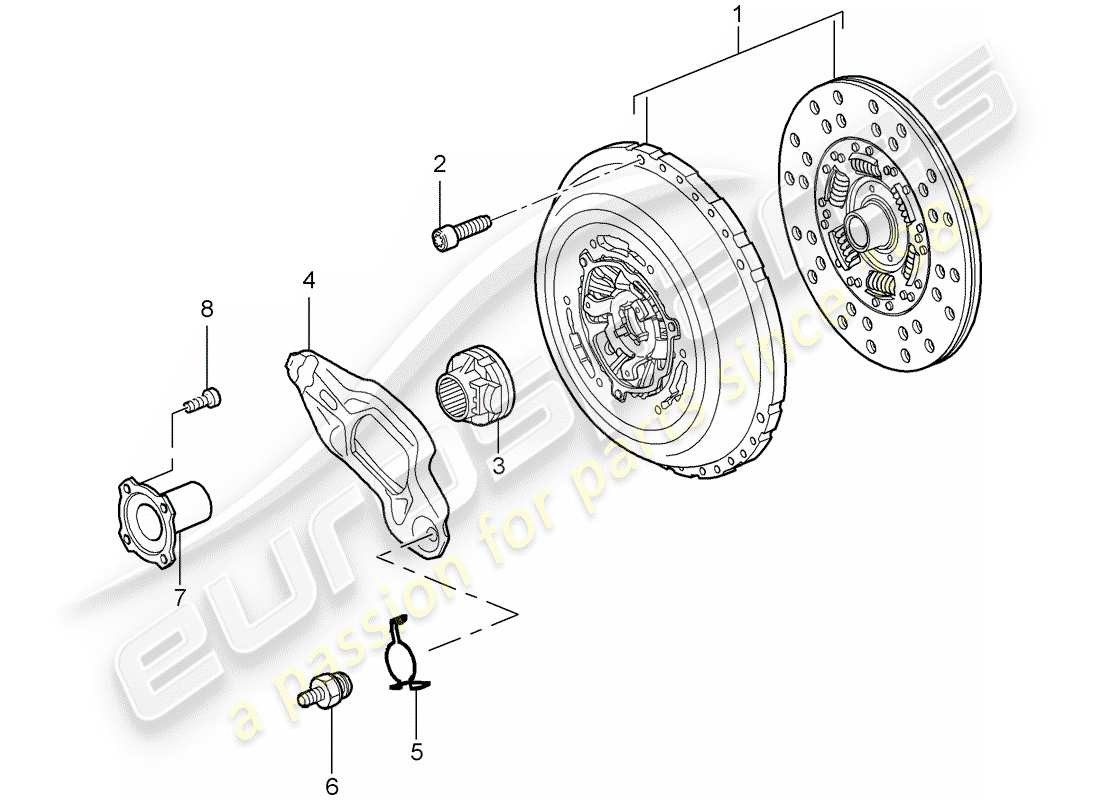 porsche 2008 (cayenne e1 9pa) kupplung teilediagramm