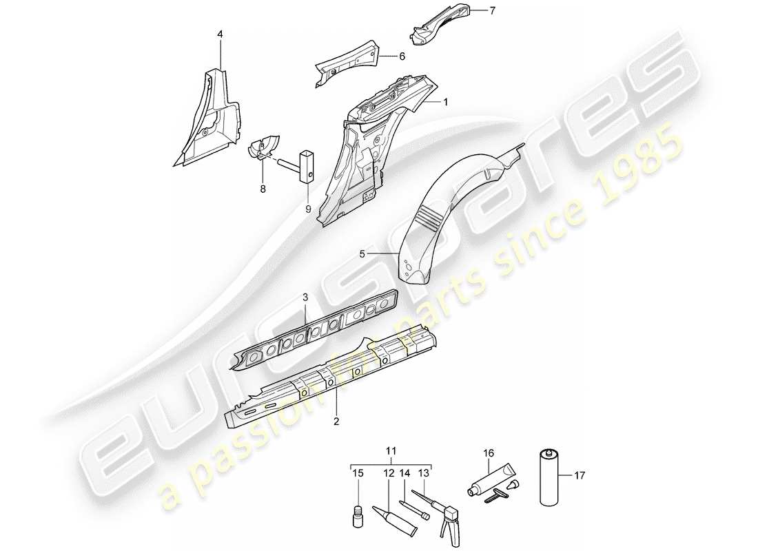 porsche 2011 (997-2) seitenwand teilediagramm