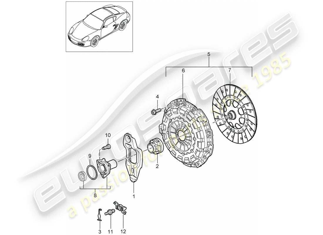 porsche 2008 (987 cayman) kupplung teilediagramm