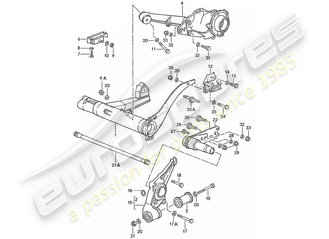 porsche 1990 (944) hinterachsträger - hinterachslenkung ersatzteildiagramm