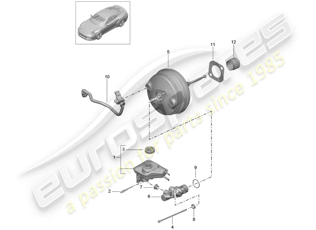 porsche 991 turbo (2015) bremszylinder ersatzteildiagramm