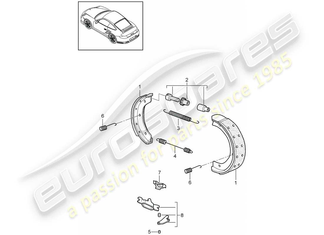 porsche 2011 (997-2 turbo / gt2 rs) handbremse ersatzteildiagramm