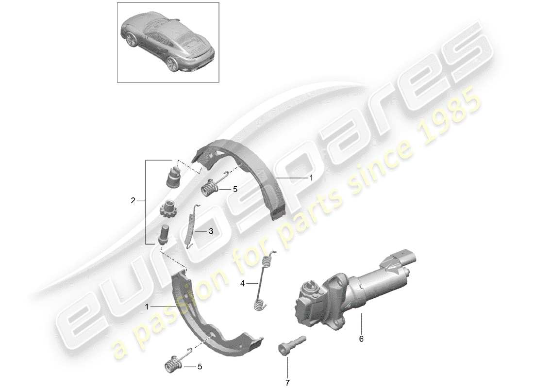 porsche 2016 (991-1 turbo) parkbremse ersatzteildiagramm