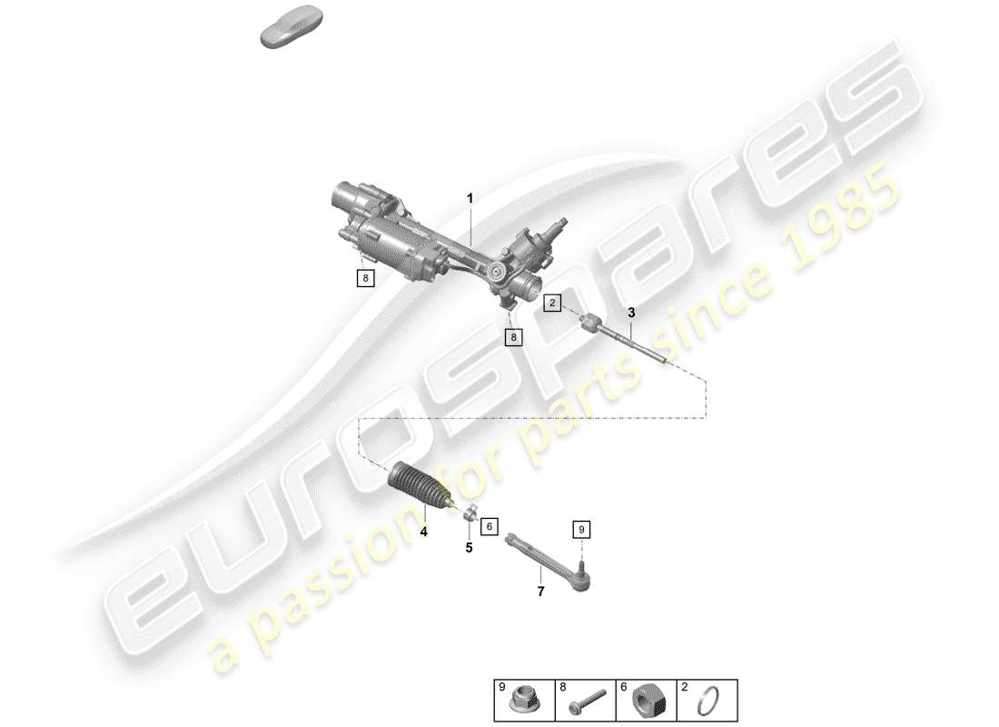 porsche 2020 (718 boxster spyder) lenkgetriebe teilediagramm