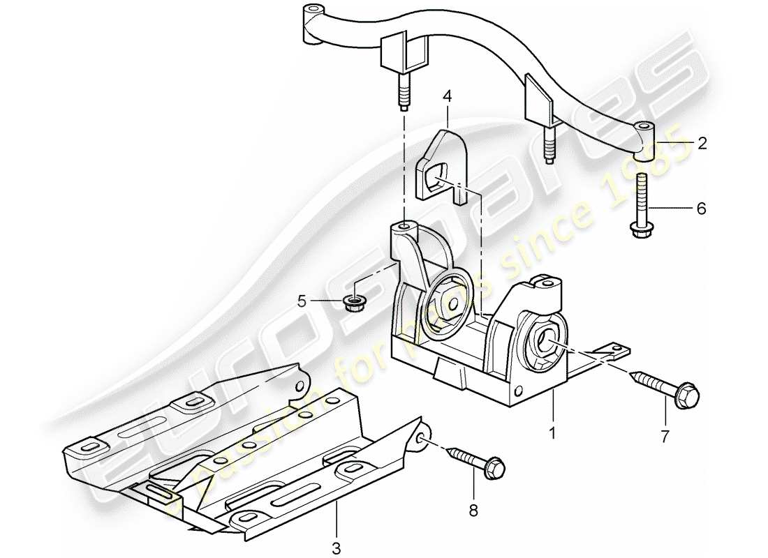 porsche 2010 (997-2 gt3) getriebeaufhängung teilediagramm