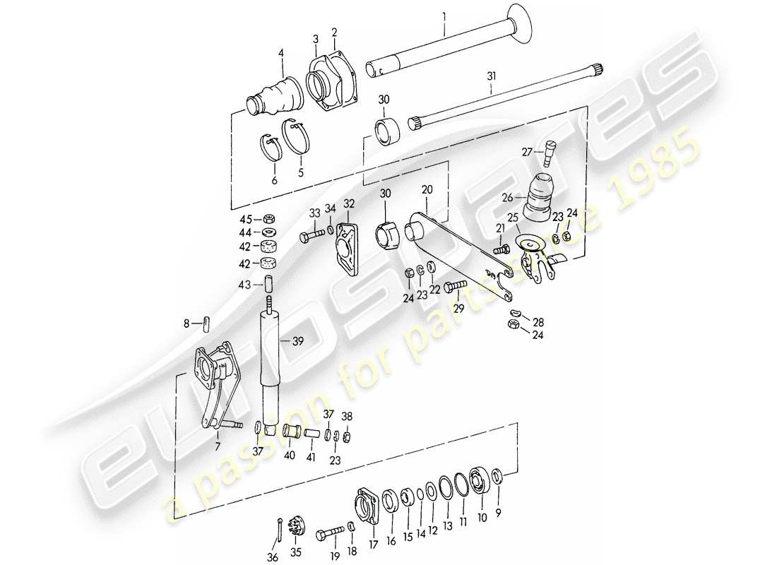 porsche 1959 (356/356a) hinterachse teilediagramm