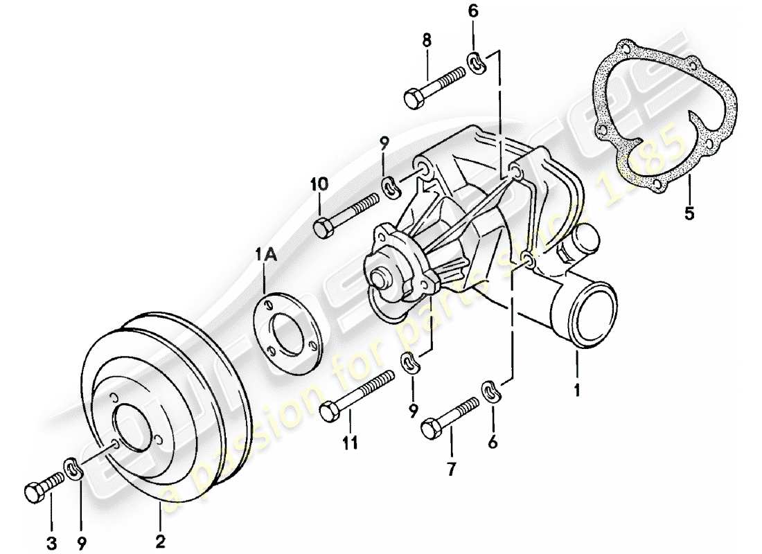 porsche 1984 (924) wasserpumpe teilediagramm