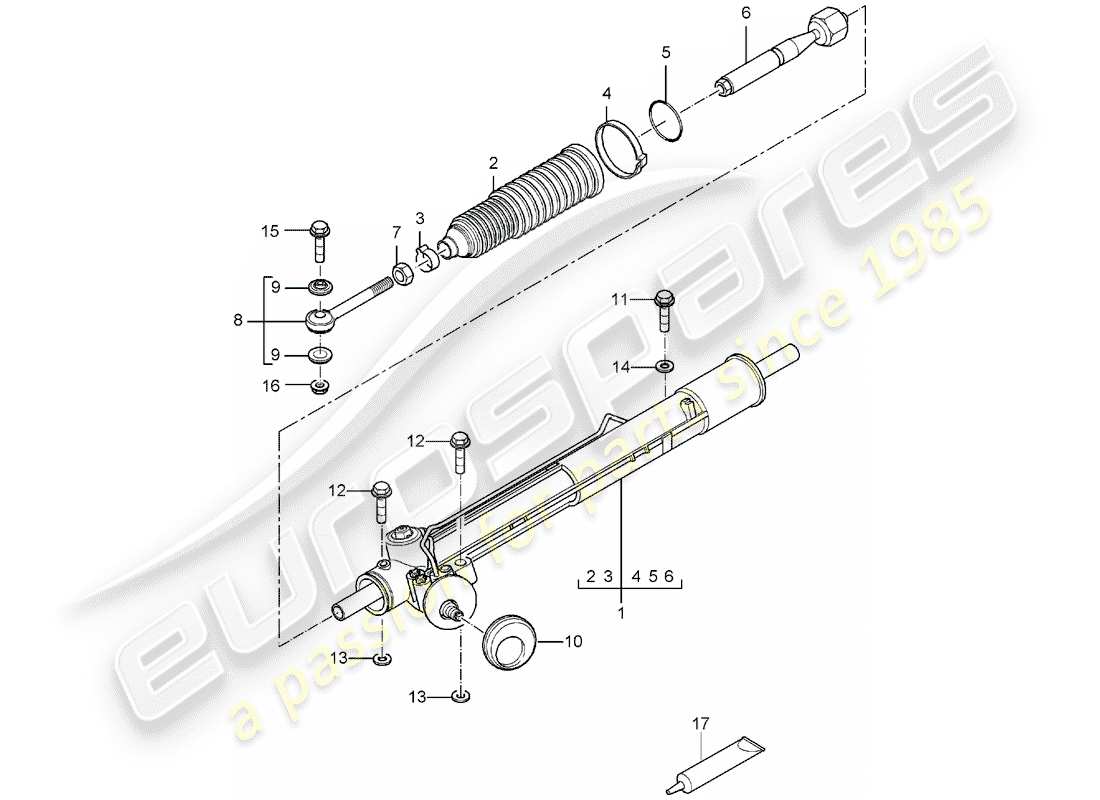 porsche 2006 (carrera gt) servolenkung - lenkgetriebe teilediagramm