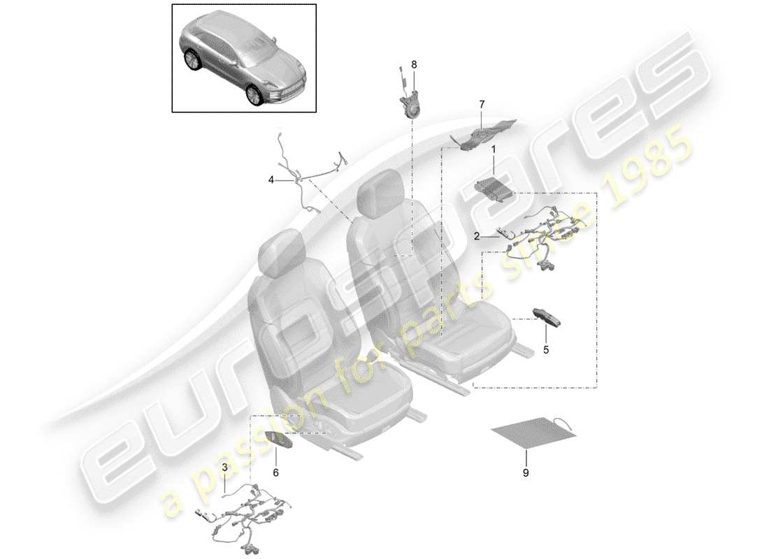 porsche 2019 (macan) elektrik teilediagramm