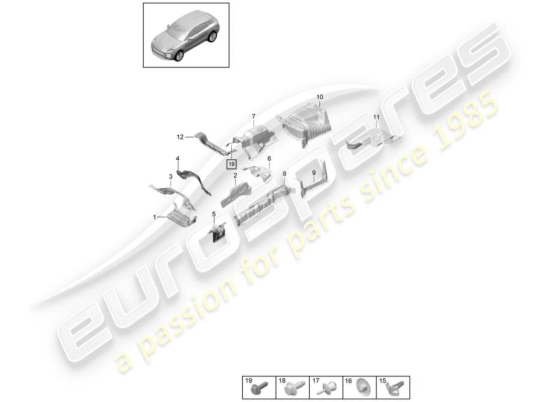 porsche 2019 (macan) lining ersatzteildiagramm