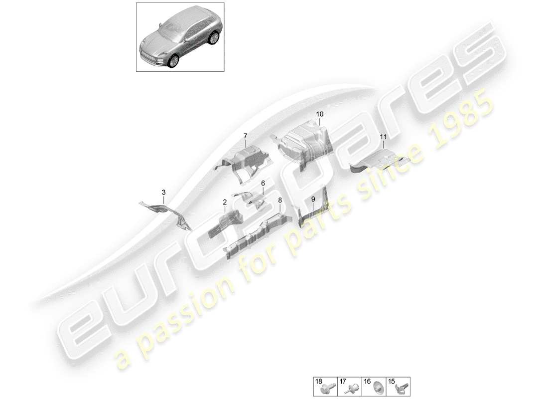 porsche 2020 (macan) lining ersatzteildiagramm