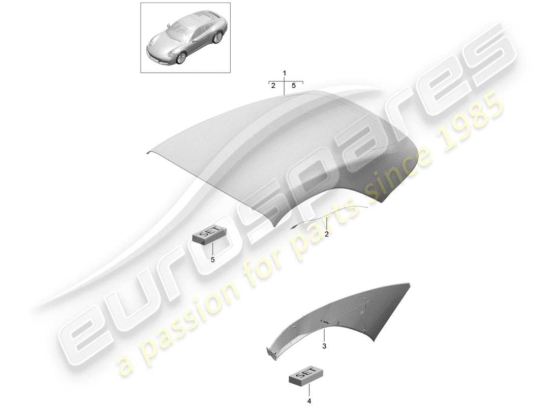 porsche 2018 (991-2) cabrio-verdeckabdeckung ersatzteildiagramm
