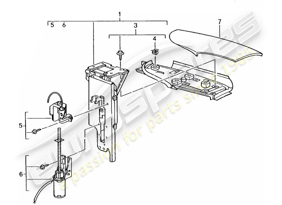 porsche 1998 (996) klappe - cabrio-dach ersatzteildiagramm