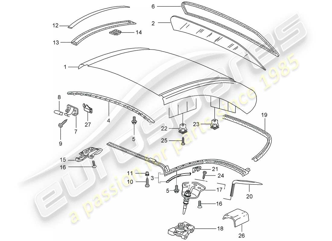 porsche 2006 (997-1) hardtop teilediagramm