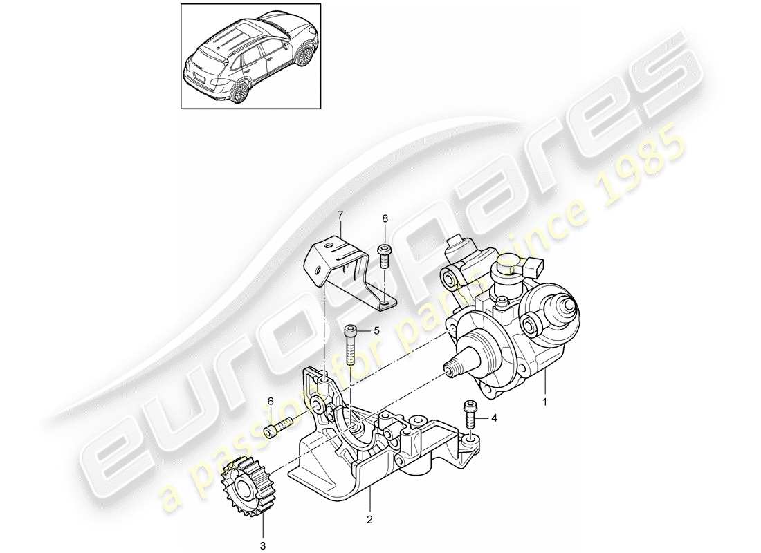 porsche 2018 (cayenne e2 92a) hochdruckpumpe teilediagramm