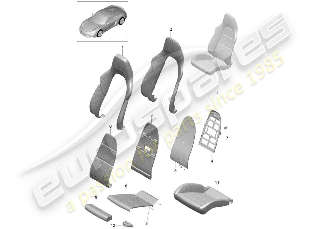 porsche 2016 (981 boxster spyder) schaumteil teilediagramm