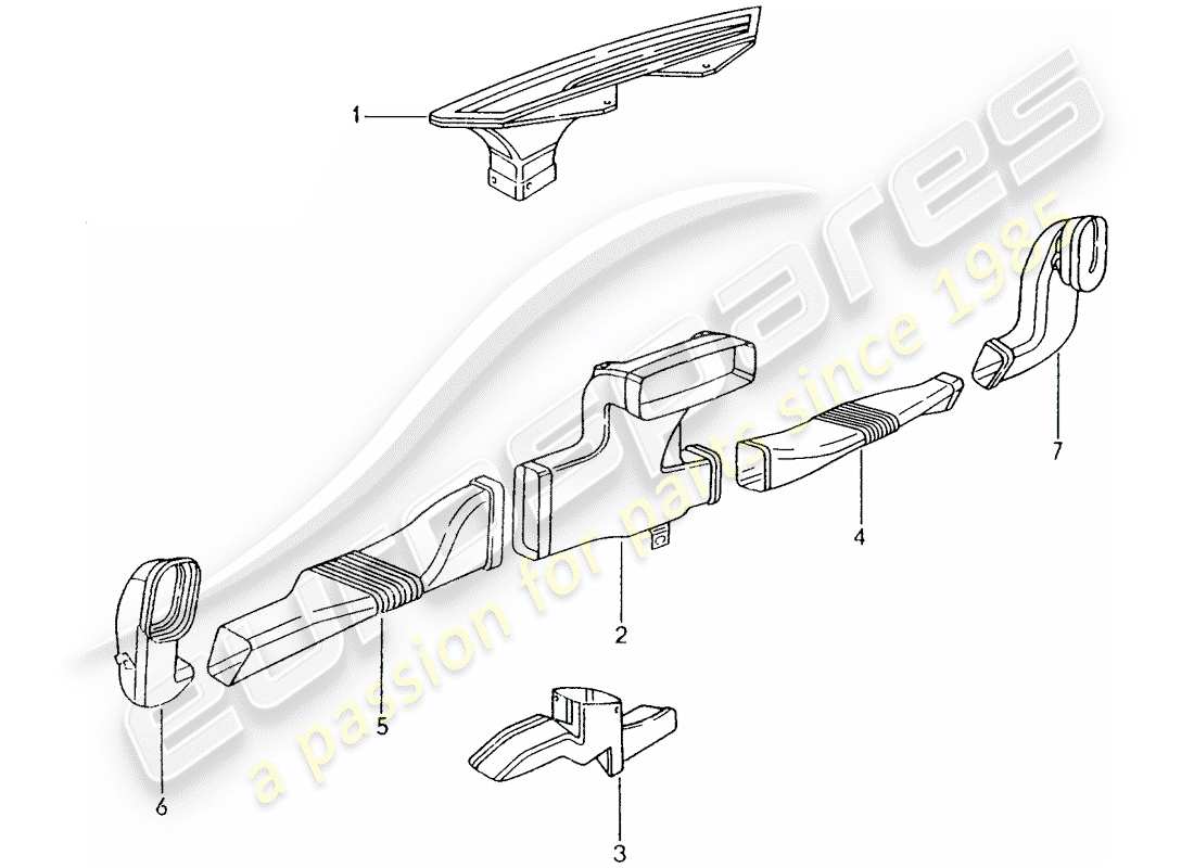 porsche 2003 (986 boxster) heizung - luftkanal ersatzteildiagramm