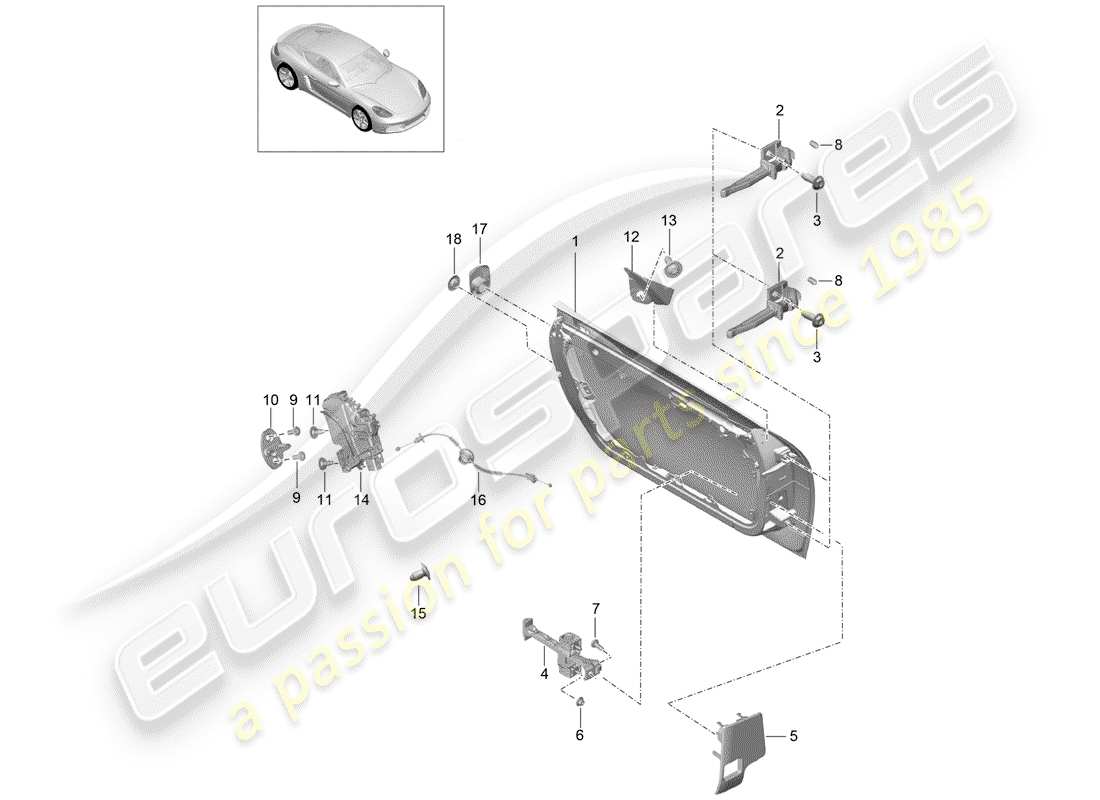 porsche 2017 (718 cayman) türschale teilediagramm