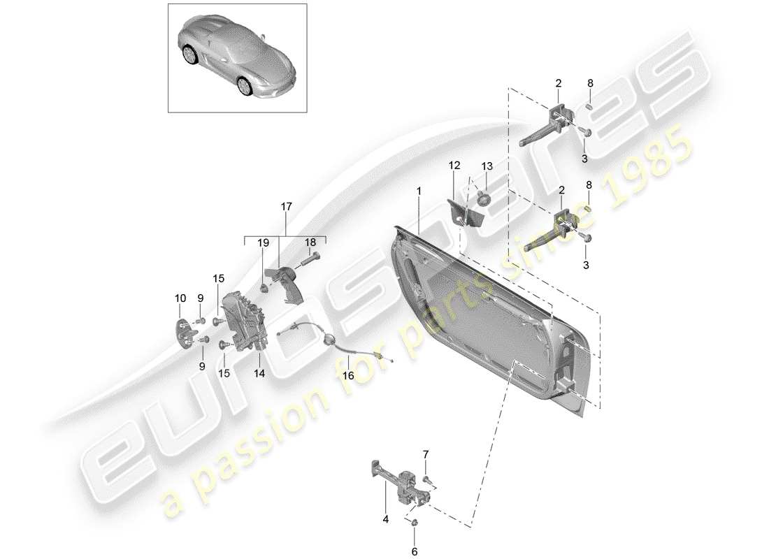 porsche 2016 (981 boxster spyder) türschale teilediagramm