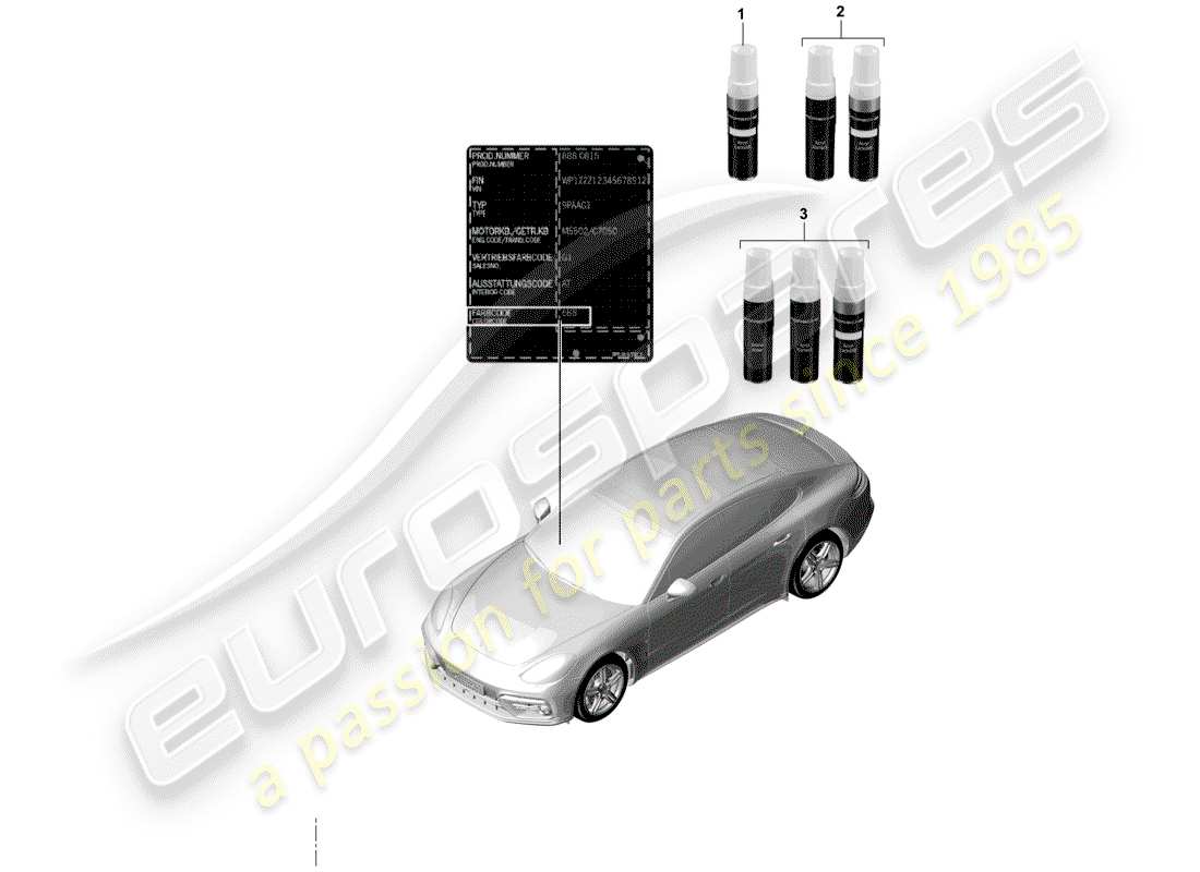 porsche 2019 (panamera 971-1) lackausbesserungsstift ersatzteildiagramm