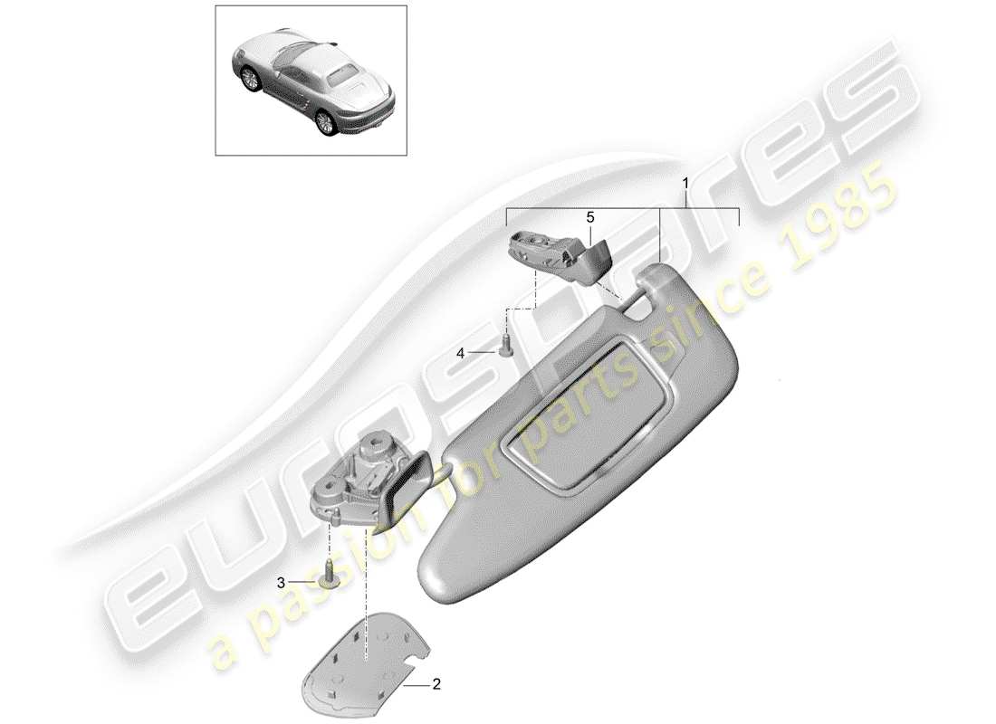porsche 2019 (718 boxster) sonnenblenden ersatzteildiagramm