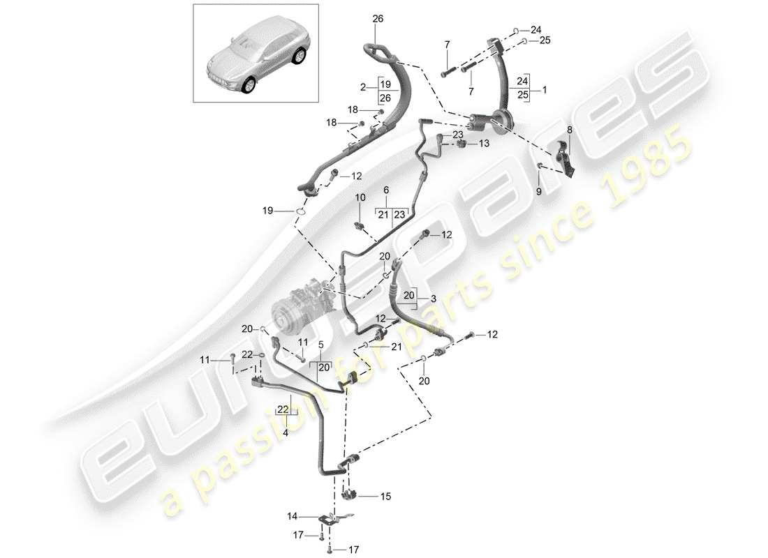 porsche 2016 (macan) kältemittelkreislauf teilediagramm
