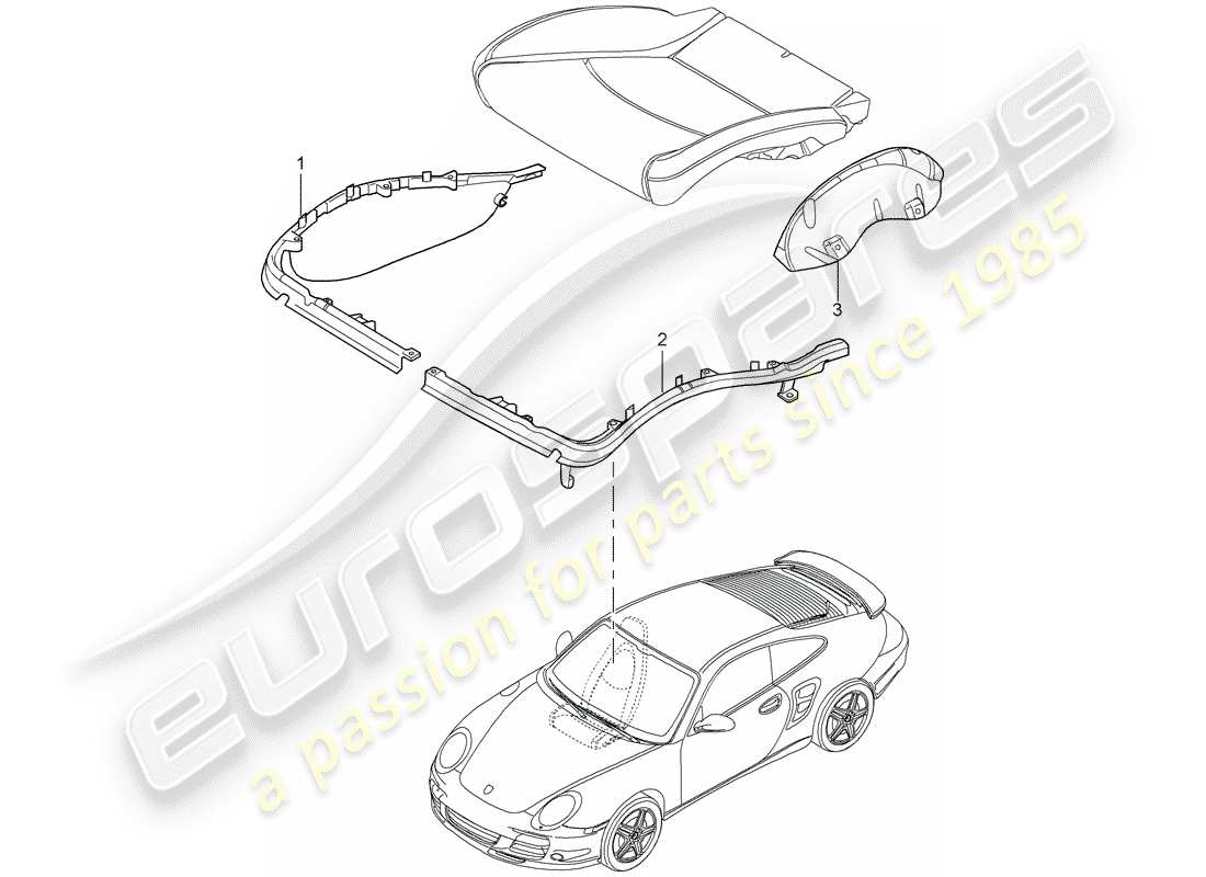 porsche 2009 997-2 turbo / gt2 kissenträger ersatzteildiagramm
