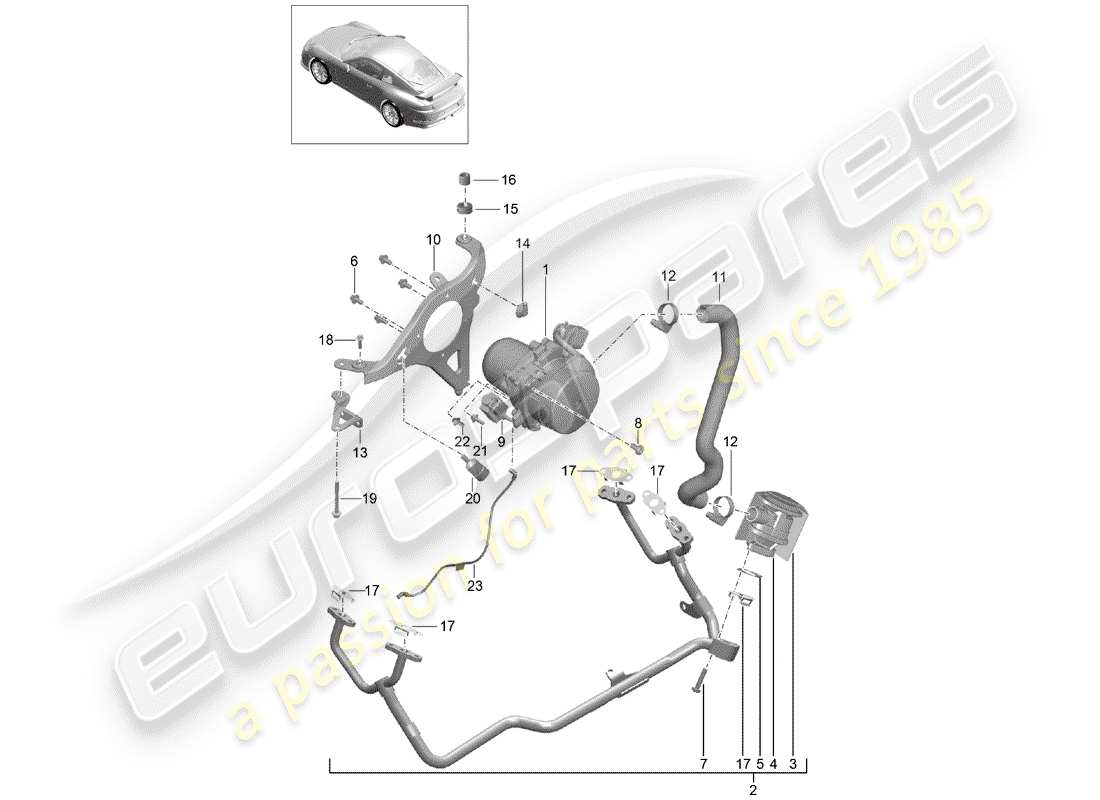 porsche 2020 (991-2 r/gt3/rs) sekundärluftpumpe teilediagramm