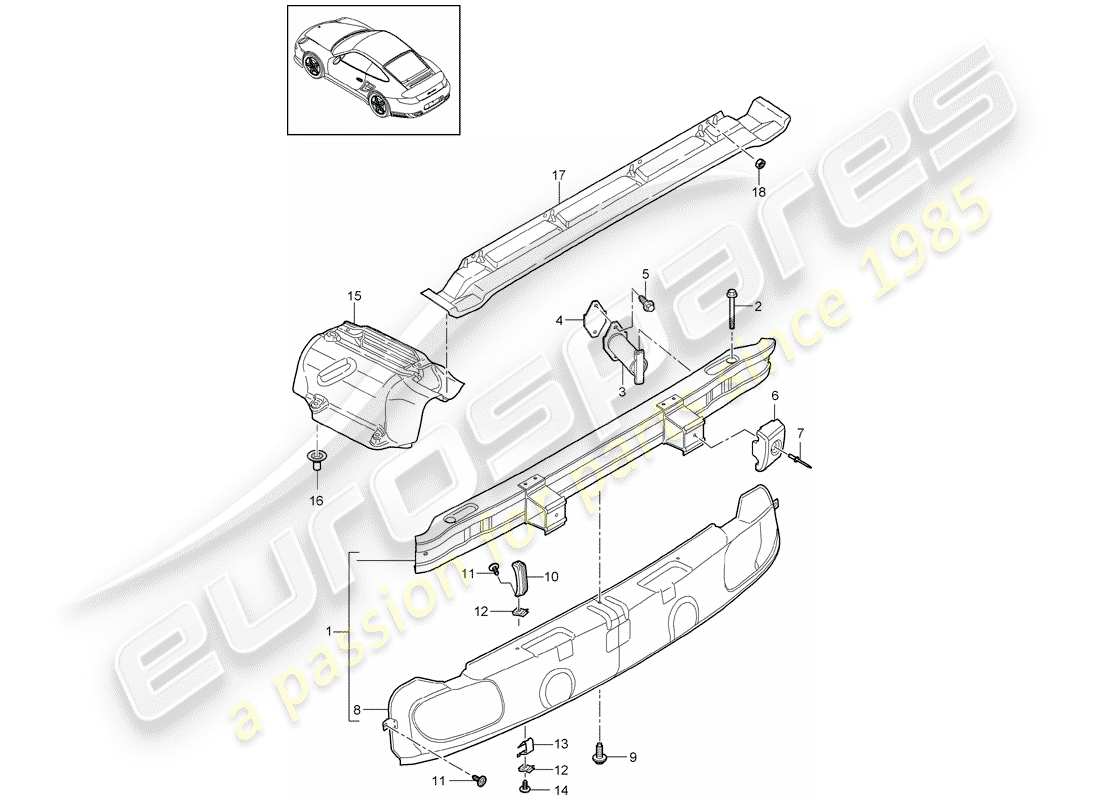 porsche 2011 (997-2 turbo / gt2 rs) stoßstange ersatzteildiagramm