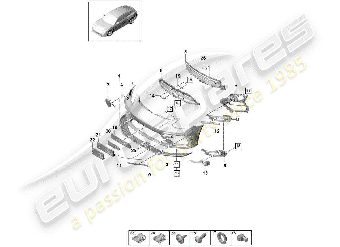 porsche 2020 (panamera 971-1) stoßstange ersatzteildiagramm
